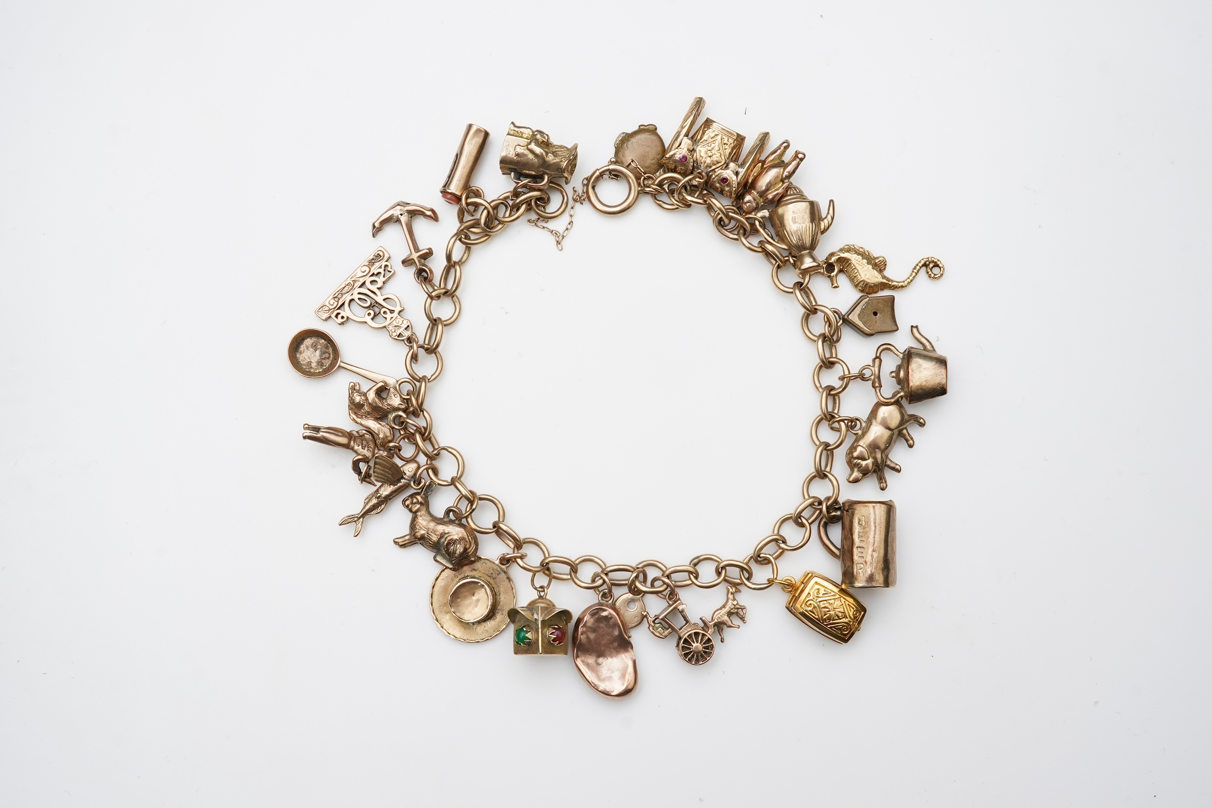 A gold charm bracelet